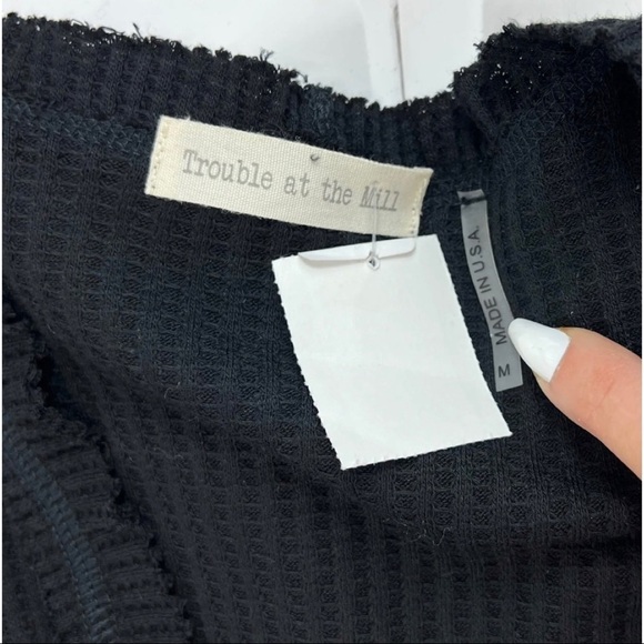 Trouble at the Mill Women Sz M S 3pc Pant Long Cardigan Tank Waffle Knit Set - Picture 12 of 12